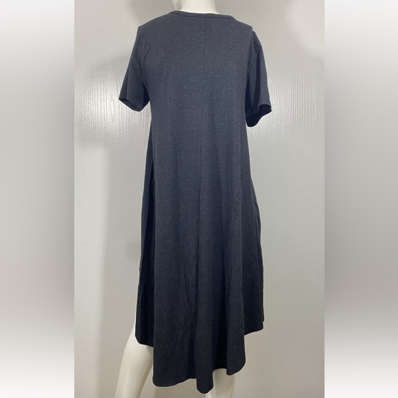 LuLaRoe Size L T-Shirt Dress Black Gray Space Dye Stretch Oversized Pullover - Picture 5 of 7